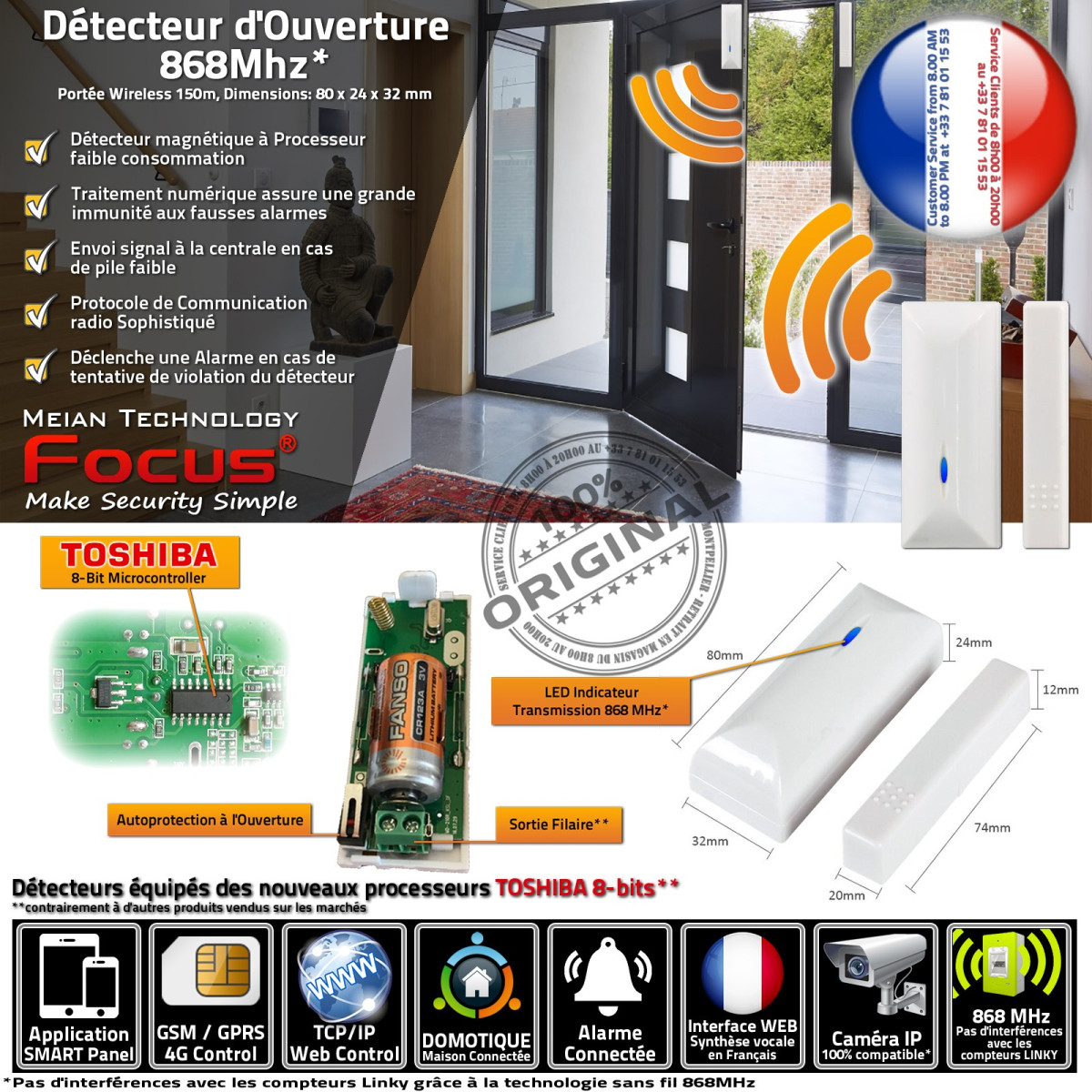 Kit Alarme Ouverture Magnétique Avec Sirène Intégrée – Connecté, Système Sécurité Maison