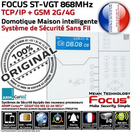 Focus ST-VGT GSM Professionnel Sans-Fil Surveillance Alarme Connecté 868MHz Ethernet FOCUS Meian TCP-IP pour Sécurité Système