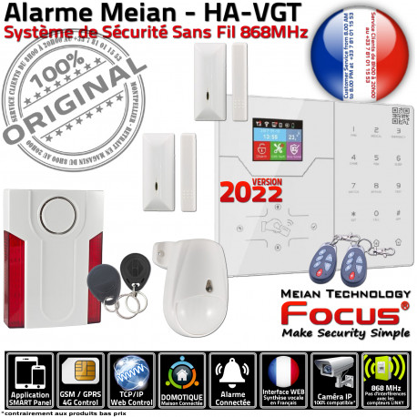 Cave Système Meian HA-VGT Surveillance Mouvement TCP 868MHz Alarme Entreprise Détecteur Connecté Sirène Logement FOCUS Ouverture Appartement