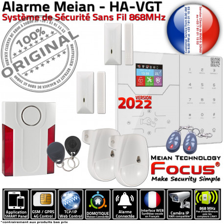 Système Pro 2 pièces HA-VGT Maison Sans-Fil GSM Alarme 868MHz FOCUS TCP-IP Connectée Réseau SmartPhone Meian Centrale Professionnel Ethernet