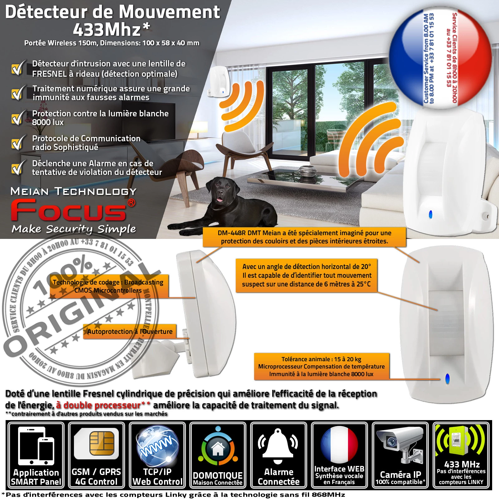 Immunité Animaux GSM Ethernet Volumétrique Pyroélectrique Protection Couloir IP Système Sécurité Connecté Détecteur Mouvement FOCUS Direction Mouvements Détection Vandalisme Centrale Alarme Connectée Infrarouge PIR ORIGINAL Capteur Présence Sans Fil