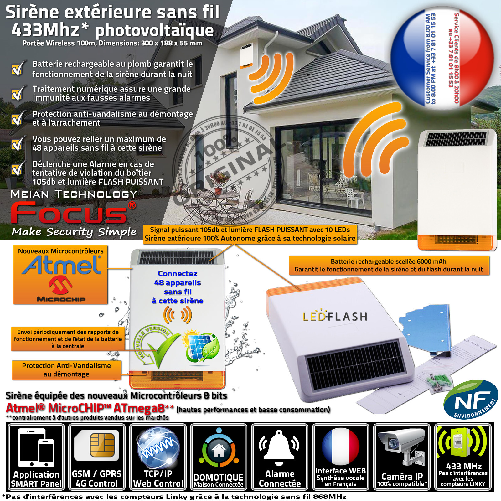 Centrale Alarme Connectée Détecteur Avertisseur Feu Incendie MD-240R Sans  Fil Entreprise Entrepôt Boutique Ethernet Réseau GSM