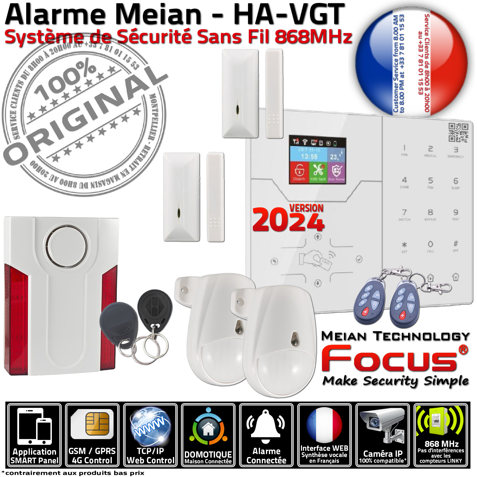 Local Atelier Maison Système Alarme Surveillance Sécurité Connecté FOCUS ST-VGT Ethernet GSM TCP-IP 868MHz Compatible MA-IV